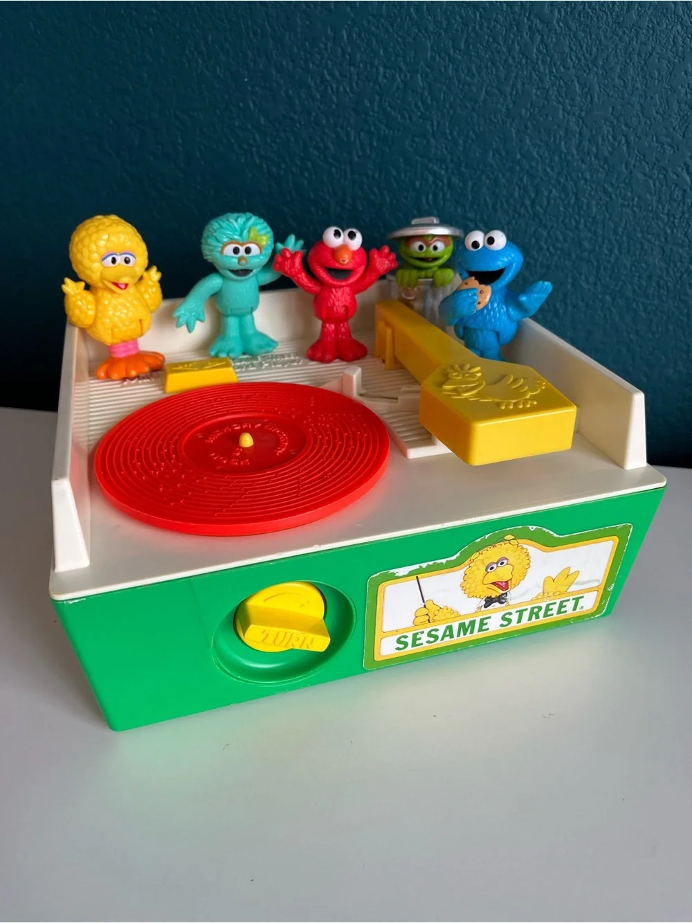 Vintage 1984 Fisher-Price Sesame Street Music Box Record Player & Toys
